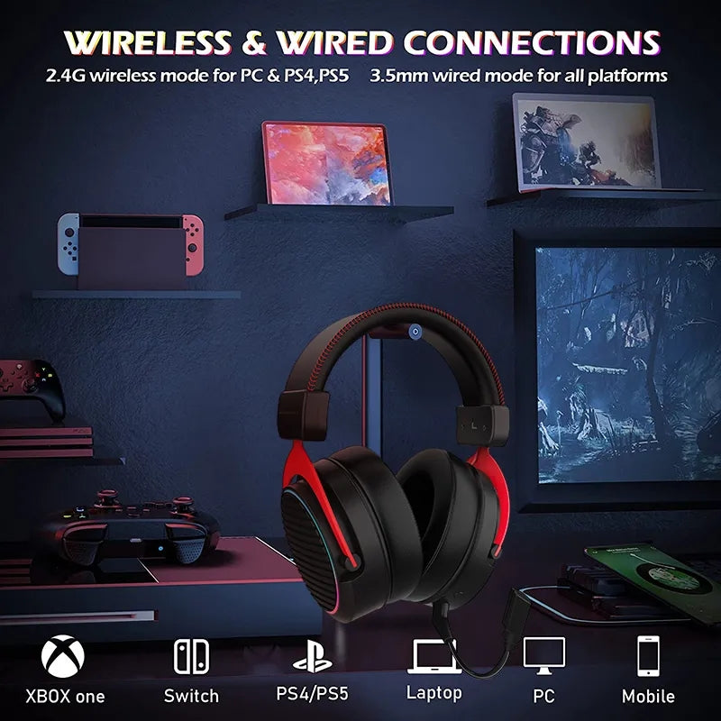 HEADROOM X2PRO 2.4G Wireless Headset 7.1 Sound Gaming Headphone Bluetooth Earphone with RGB Light HEADROOM X2PRO 2.4G Wireless Headset 7.1 Sound Gaming Headphone Bluetooth Earphone with RGB Light